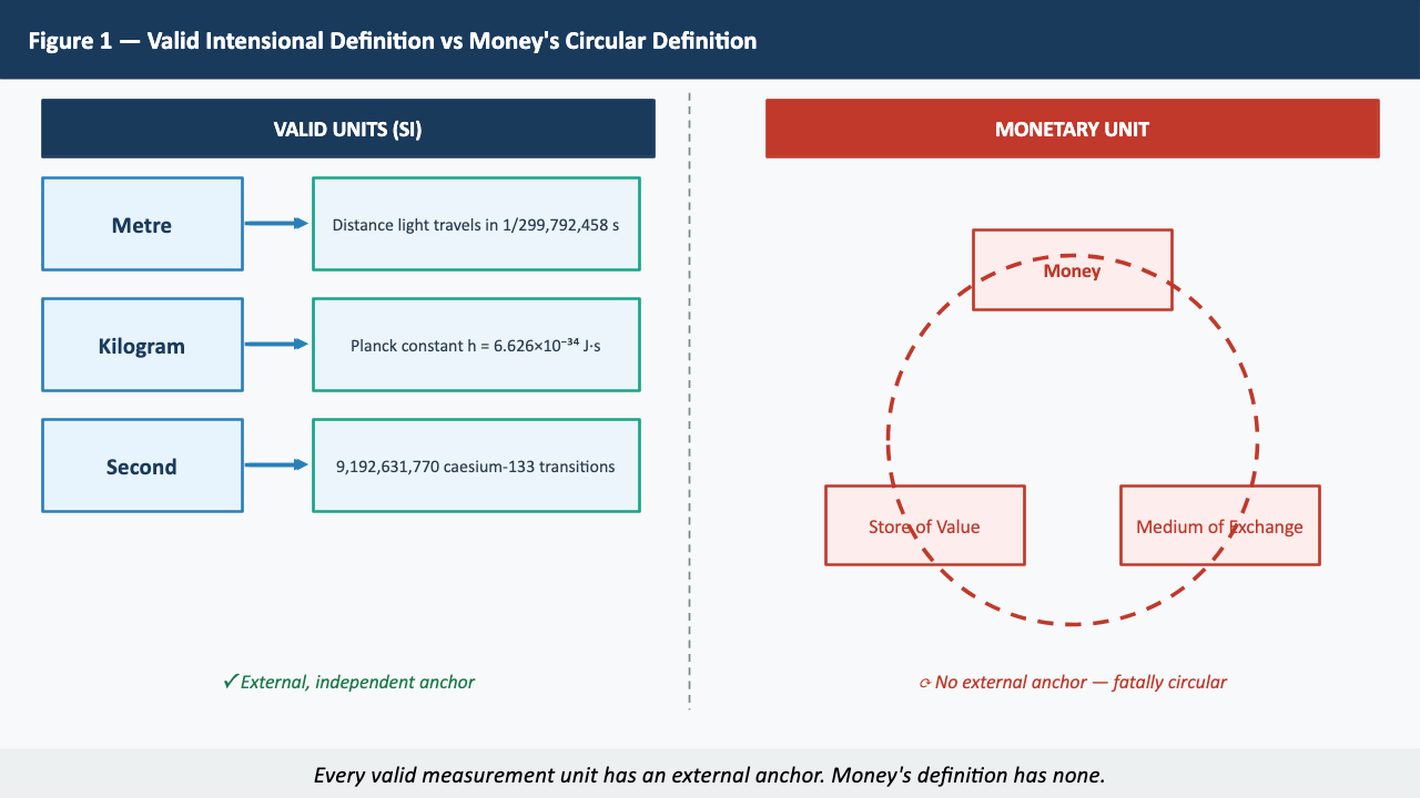 Figure 1 — Valid Intensional Definition vs Money's Circular Definition